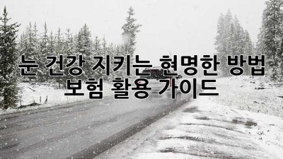 눈 건강 지키는 현명한 방법: 보험 활용 가이드